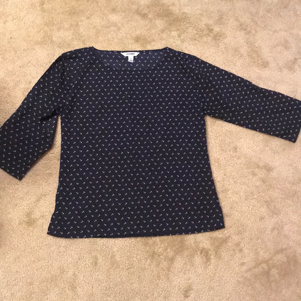 Old Navy Size Small Navy Blue anchor blouse
